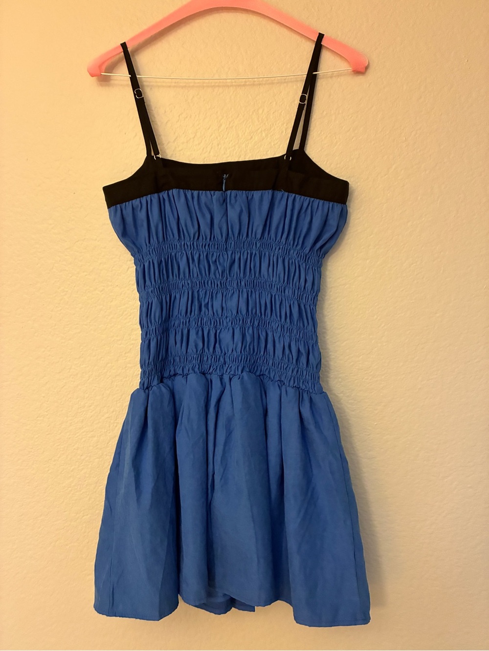 Sky to Moon Size S Y2K Blue and Black Smocked Mini Dress Babydoll Sweetheart - Picture 4 of 11